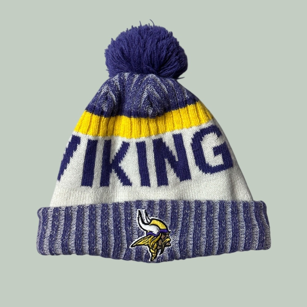 Minnesota Vikings New Era Knit Hat OSFM Purple NFL Football Pom Beanie cuffed